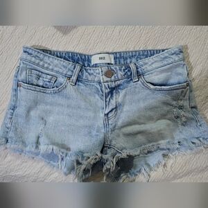 BKE Light Wash Frayed Denim Shorts